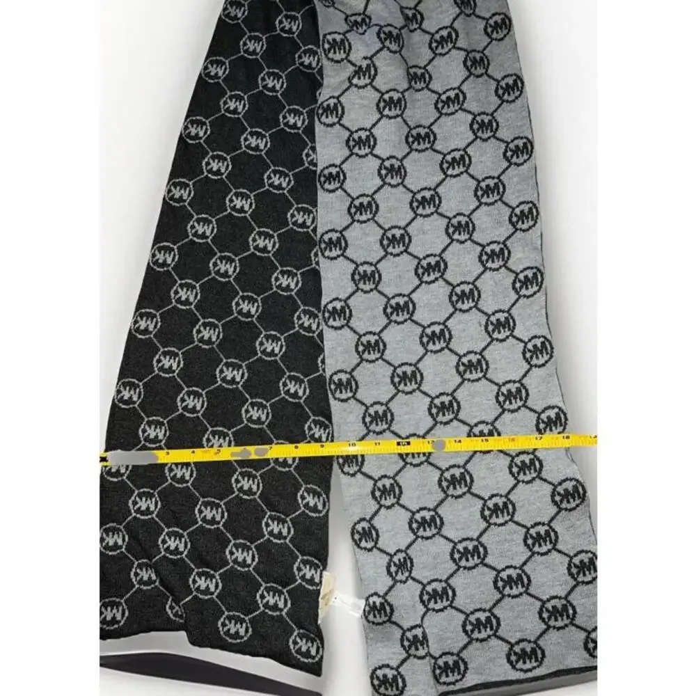 Michael Kors Scarf Michael Kors, Mk Logo, Black‎ & Gray Reversible